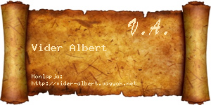 Vider Albert névjegykártya