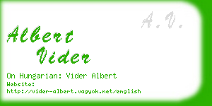 albert vider business card